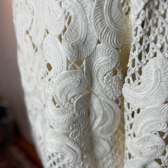 Per Se cream cotton scroll pattern knit cardigan. Size M. Excellent condition! - Picture 7 of 13